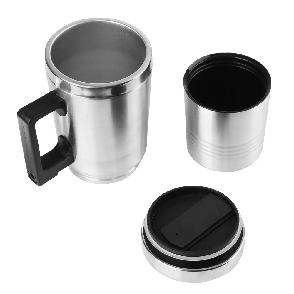 Vehicle Heating Cup Camping Travel Kettle Electric Heating Car Kettle Stainless Steel 12V/24V 300Ml Auto Accessories