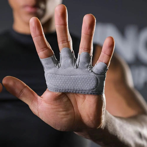 1Pair Anti-Slip Gym Half Finger Gloves Breathable Four Finger Weight Lifting Grips Anti-Callus Lightweight