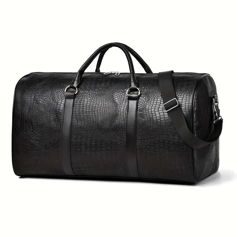 Large Capacity Retro Crocodile-Textured Travel Duffel Bag - Durable Unisex Vacation Luggage, Versatile Gift for Men & Women