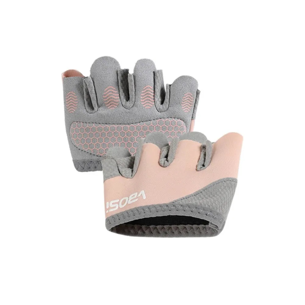 1Pair Anti-Slip Gym Half Finger Gloves Breathable Four Finger Weight Lifting Grips Anti-Callus Lightweight